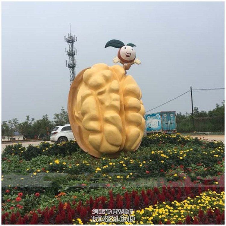 仿真核桃雕塑 店门口园林雕塑 水果小品